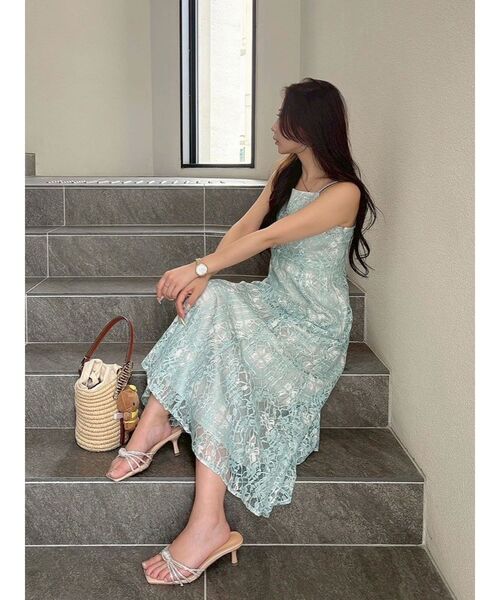 MERCURYDUO（マーキュリーデュオ）の「レースチェックプリントバックシャンキャミワンピース（ワンピース・レディース・オフホワイト/ミント/ブラック・MEDIUM/SMALL）」の21枚目の写真