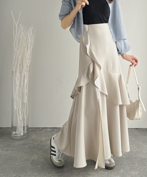 セール】【mily bilet】上品に揺れるシルエットが美しい。スリット入り