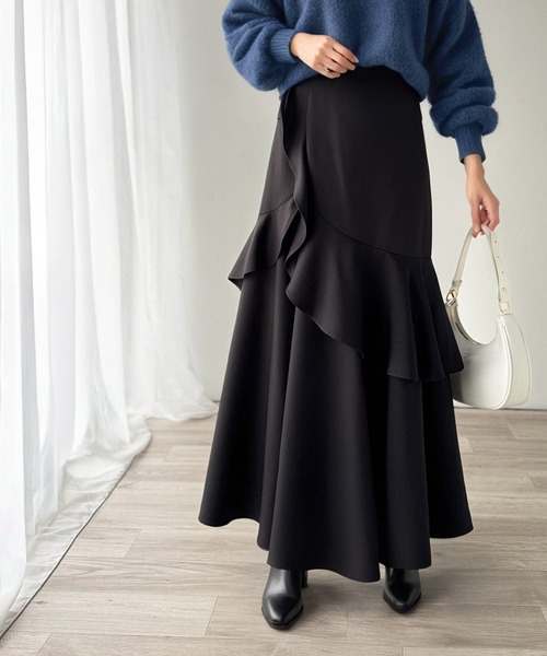 セール】【mily bilet】上品に揺れるシルエットが美しい。スリット入り