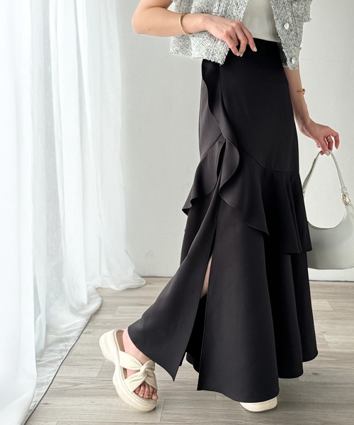 セール】【mily bilet】上品に揺れるシルエットが美しい。スリット入り