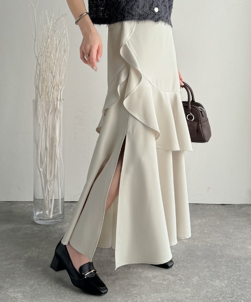 セール】【mily bilet】上品に揺れるシルエットが美しい。スリット入り