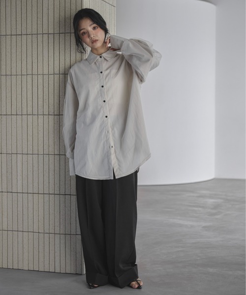 feepur(フェピュール)の「チュールドッキングオーバーシャツ(シャツ/ブラウス・レディース・アイボリー/ブラック・MEDIUM)」の5枚目の写真