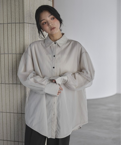 feepur(フェピュール)の「チュールドッキングオーバーシャツ(シャツ/ブラウス・レディース・アイボリー/ブラック・MEDIUM)」の7枚目の写真