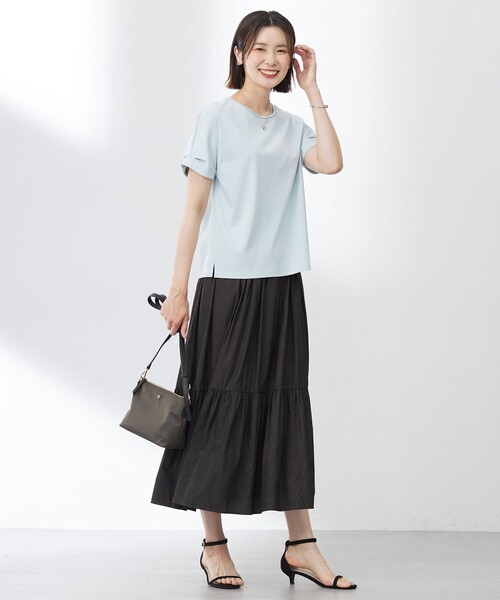 J.PRESS Ladies（J.プレス レディス）の「【洗える】シャンブレーツイル ティアード スカート（スカート・レディース・ブラウン系/ベージュ系・XS/XXS/S）」の10枚目の写真