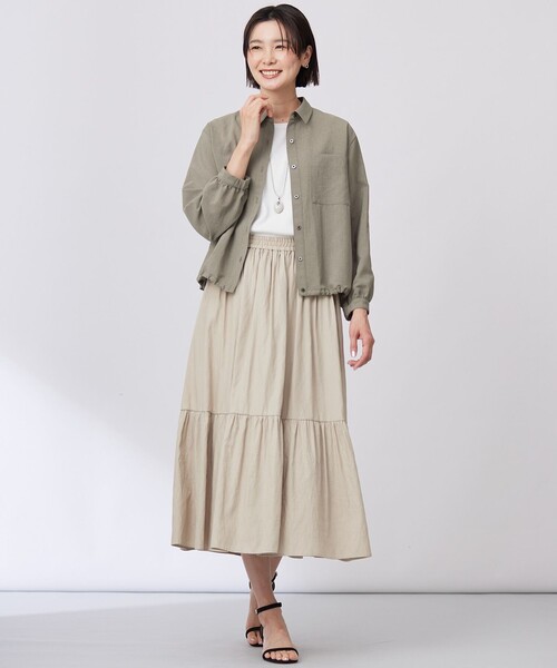 J.PRESS Ladies（J.プレス レディス）の「【洗える】シャンブレーツイル ティアード スカート（スカート・レディース・ブラウン系/ベージュ系・XS/XXS/S）」の13枚目の写真