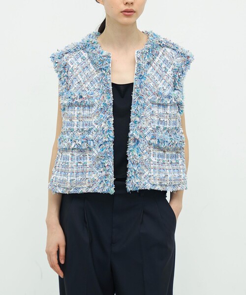 ミックスツイード ショートジレ（その他アウター）｜TOMORROWLAND .B