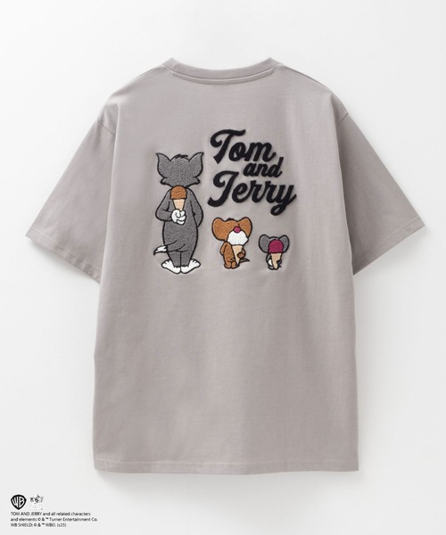 Tom＆Jerry（トムアンドジェリー）の「【TOM&JERRY /トムとジェリー】 バックサガラ刺繍Tシャツ（Tシャツ/カットソー・メンズ・グレイッシュベージュ/ブルー系・M/L/XL）」の2枚目の写真