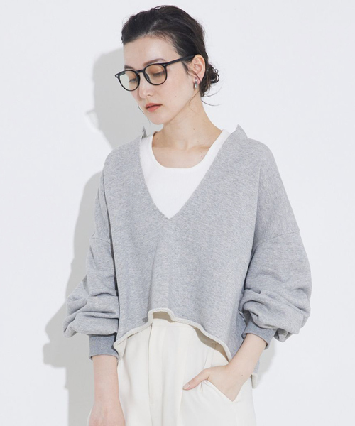 qualite scape（カリテ スケープ）の「【大人のスウェット】キーネックオーバースウェット（スウェット・レディース・ホワイト/ピンク/ダークネイビー/グレー・フリー）」の3枚目の写真