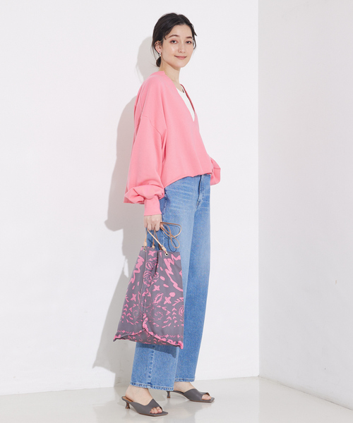 qualite scape（カリテ スケープ）の「【大人のスウェット】キーネックオーバースウェット（スウェット・レディース・ホワイト/ピンク/ダークネイビー/グレー・フリー）」の7枚目の写真