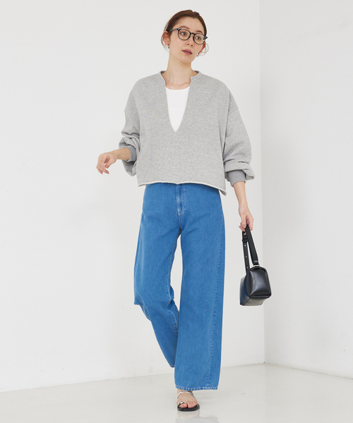 qualite scape（カリテ スケープ）の「【大人のスウェット】キーネックオーバースウェット（スウェット・レディース・ホワイト/ピンク/ダークネイビー/グレー・フリー）」の11枚目の写真