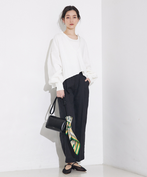 qualite scape（カリテ スケープ）の「【大人のスウェット】キーネックオーバースウェット（スウェット・レディース・ホワイト/ピンク/ダークネイビー/グレー・フリー）」の12枚目の写真