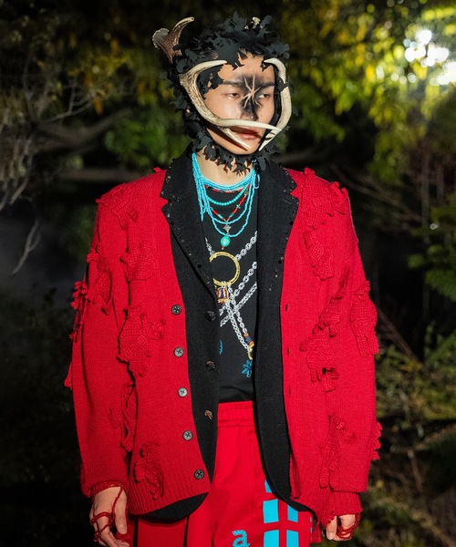 amok（アモク）の「MONSTER CROCHET KNIT CARDIGAN（カーディガン/ボレロ・メンズ・ブラウン/レッド・S/M）」の7枚目の写真