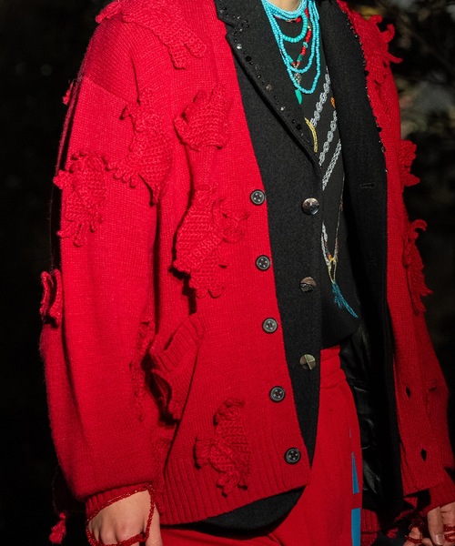 amok（アモク）の「MONSTER CROCHET KNIT CARDIGAN（カーディガン/ボレロ・メンズ・ブラウン/レッド・S/M）」の8枚目の写真