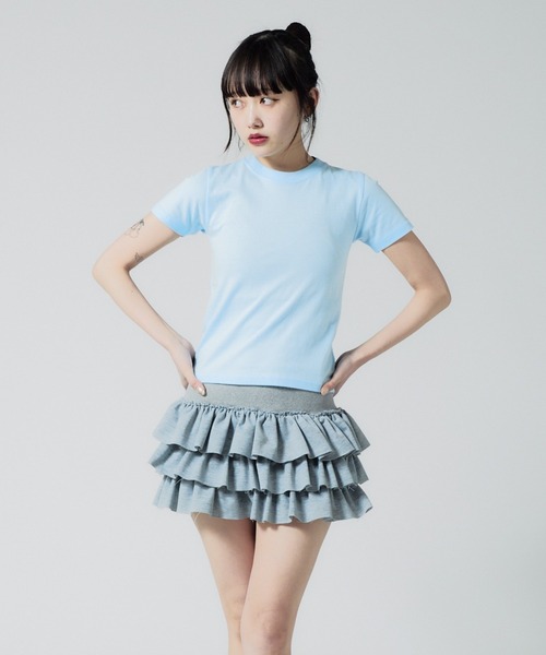 Chick（チック）の「Basic Tight CHIBI T-shirt / ベーシック タイトシルエットチビTシャツ 2026年春夏（Tシャツ/カットソー・レディース・ライトブルー/ブラック/ホワイト/ライトピンク/ライトイエロー・FREE）」の3枚目の写真