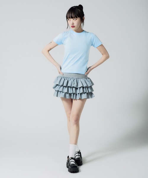 Chick（チック）の「Basic Tight CHIBI T-shirt / ベーシック タイトシルエットチビTシャツ 2026年春夏（Tシャツ/カットソー・レディース・ライトブルー/ブラック/ホワイト/ライトピンク/ライトイエロー・FREE）」の14枚目の写真