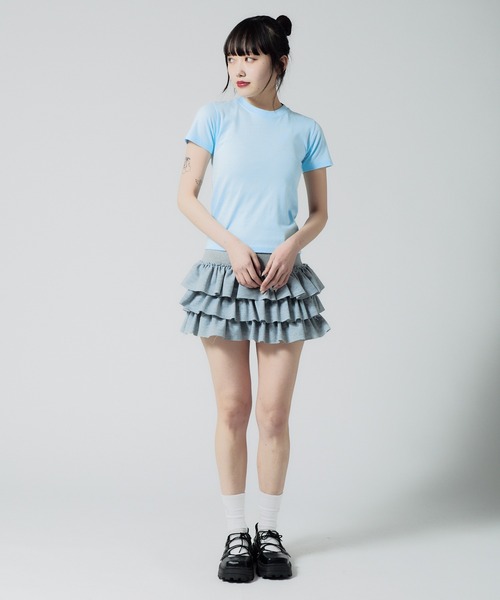 Chick（チック）の「Basic Tight CHIBI T-shirt / ベーシック タイトシルエットチビTシャツ 2026年春夏（Tシャツ/カットソー・レディース・ライトブルー/ブラック/ホワイト/ライトピンク/ライトイエロー・FREE）」の15枚目の写真