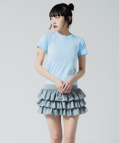 Chick（チック）の「Basic Tight CHIBI T-shirt / ベーシック タイトシルエットチビTシャツ 2026年春夏（Tシャツ/カットソー・レディース・ライトブルー/ブラック/ホワイト/ライトピンク/ライトイエロー・FREE）」の12枚目の写真