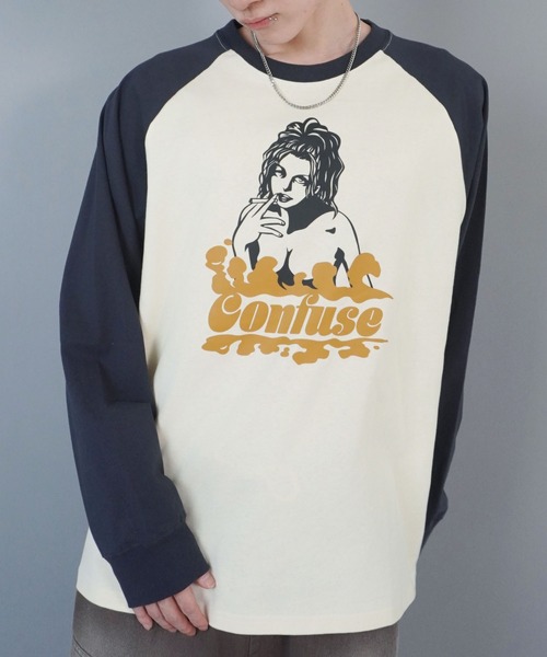 SPINNS(スピンズ)の「ラグラン長袖ロンT/ガールデザイン(Tシャツ/カットソー・メンズ・ホワイト系その他/ホワイト系その他2/ホワイト系その他3・ONESIZE)」の1枚目の写真