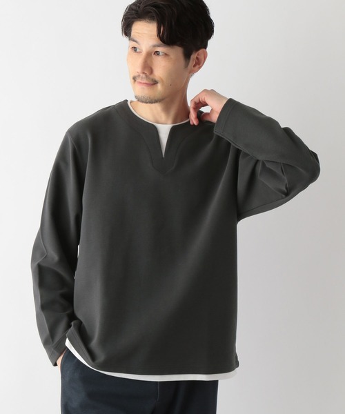 GLOBAL WORK(グローバルワーク)の「キーネックレイヤード/長袖/一部店舗限定/321981(Tシャツ/カットソー・メンズ・チャコールグレー/ライトグレー/グリーン/ブルー/ネイビー・SMALL/MEDIUM/LARGE/X-LARGE)」の1枚目の写真