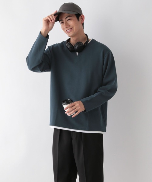 GLOBAL WORK(グローバルワーク)の「キーネックレイヤード/長袖/一部店舗限定/321981(Tシャツ/カットソー・メンズ・チャコールグレー/ライトグレー/グリーン/ブルー/ネイビー・SMALL/MEDIUM/LARGE/X-LARGE)」の3枚目の写真