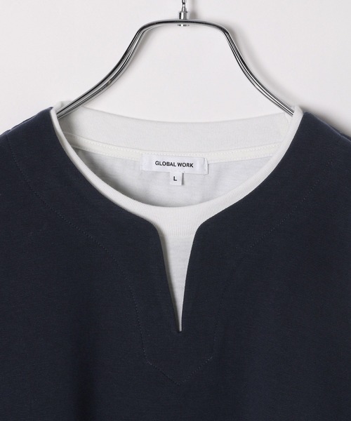 GLOBAL WORK(グローバルワーク)の「キーネックレイヤード/長袖/一部店舗限定/321981(Tシャツ/カットソー・メンズ・チャコールグレー/ライトグレー/グリーン/ブルー/ネイビー・SMALL/MEDIUM/LARGE/X-LARGE)」の6枚目の写真