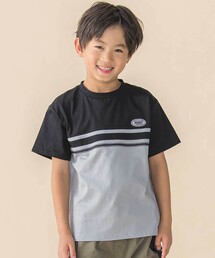 天竺バイカラーステッチテープポイント半袖Tシャツ(95~160cm)