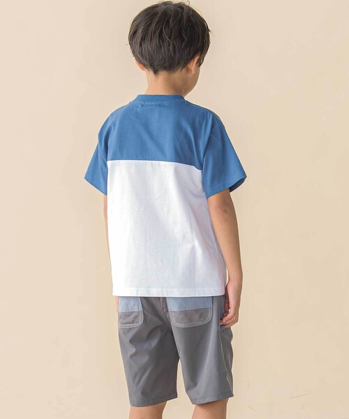 BeBe Petits Pois Vert（ベベプチポワヴェール）の「天竺バイカラーステッチテープポイント半袖Tシャツ(95~160cm)（Tシャツ/カットソー・キッズ・ブラック/ブルー・120cm/150cm/160cm/140cm/130cm/100cm/110cm/95cm）」の9枚目の写真