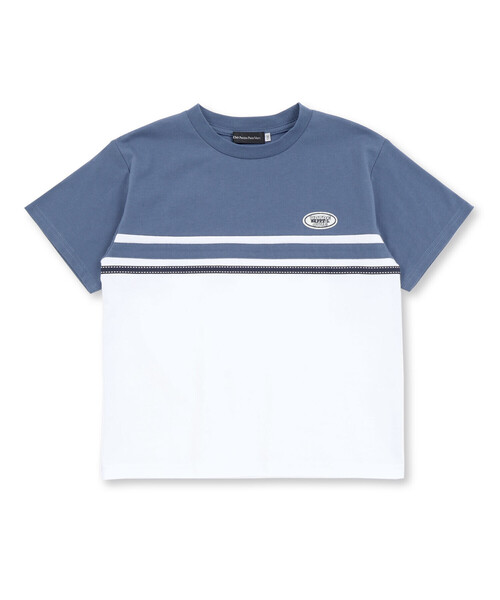 BeBe Petits Pois Vert（ベベプチポワヴェール）の「天竺バイカラーステッチテープポイント半袖Tシャツ(95~160cm)（Tシャツ/カットソー・キッズ・ブラック/ブルー・120cm/150cm/160cm/140cm/130cm/100cm/110cm/95cm）」の13枚目の写真