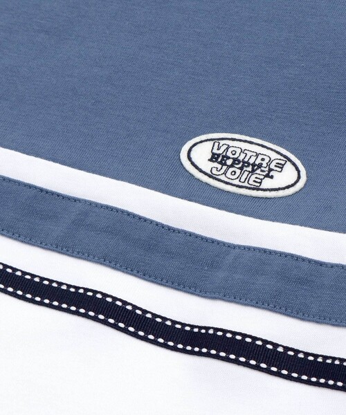 BeBe Petits Pois Vert（ベベプチポワヴェール）の「天竺バイカラーステッチテープポイント半袖Tシャツ(95~160cm)（Tシャツ/カットソー・キッズ・ブラック/ブルー・120cm/150cm/160cm/140cm/130cm/100cm/110cm/95cm）」の15枚目の写真