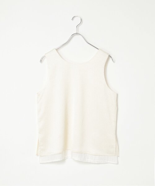 notch.（ノッチ）の「サテンレイヤードノースリブラウス（タンクトップ・レディース・ベージュ/オフホワイト/ブラウン・M）」の22枚目の写真