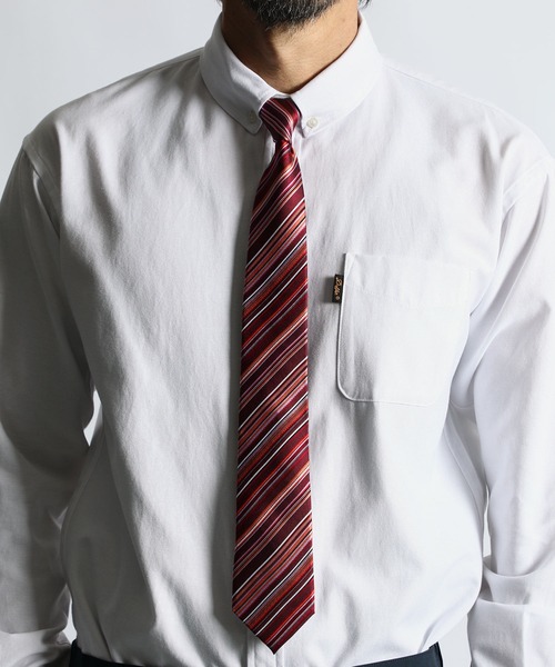 The DUFFER of ST.GEORGE（ザダファーオブセントジョージ）の「DUFFER ORIGINAL STRIPE×SOLID TIE：DUFFERオリジナル ストライプタイ（ネクタイ・メンズ・グレー/ネイビー/バーガンディー・F）」の3枚目の写真