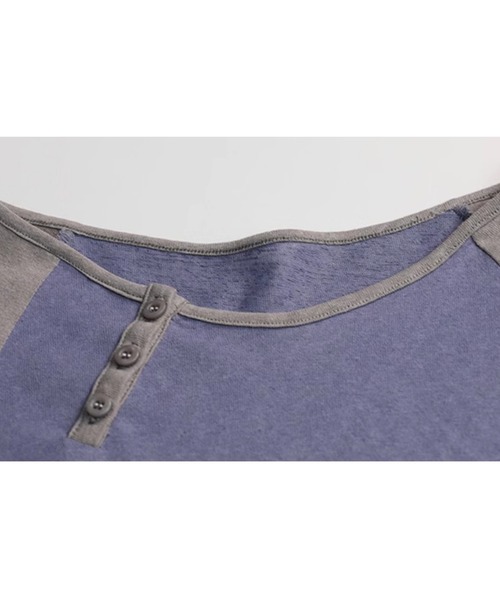 tシャツ ボートネック 斜めボタン ラグランカットソー GH25s040「Girlyhalo」 レディース ボートネック 斜めボタン ラグランカットソー GH25s040