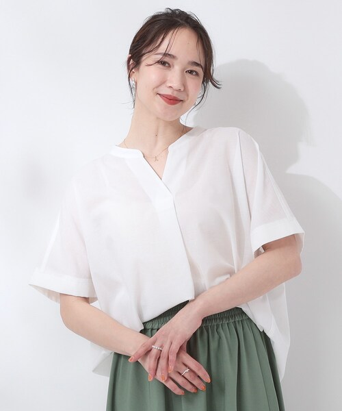 SHOO・LA・RUE(シューラルー)の「【高レビュー/洗える/UV/吸水速乾】洗濯後しわになりにくいリネンブレンドドルマンシャツ(シャツ/ブラウス・レディース・ブラウン系/ブルー系2/ホワイト/グリーン系/ブラック系1/パープル・01/02/03/04)」の9枚目の写真