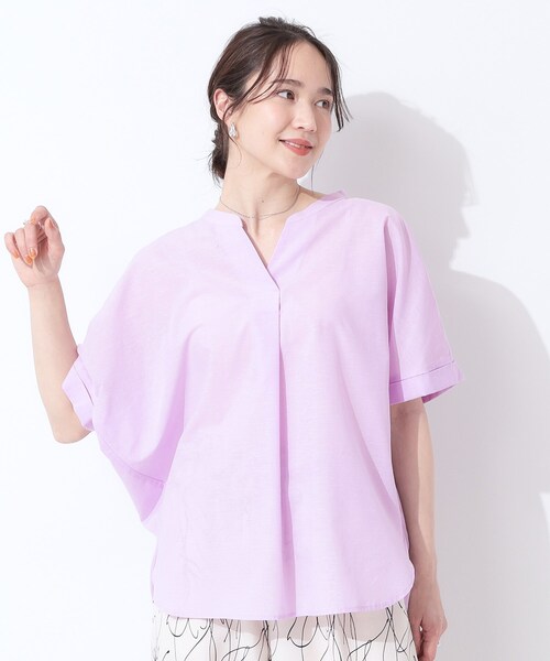 SHOO・LA・RUE(シューラルー)の「【高レビュー/洗える/UV/吸水速乾】洗濯後しわになりにくいリネンブレンドドルマンシャツ(シャツ/ブラウス・レディース・ブラウン系/ブルー系2/ホワイト/グリーン系/ブラック系1/パープル・01/02/03/04)」の13枚目の写真