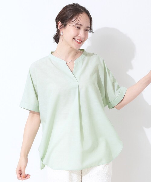 SHOO・LA・RUE(シューラルー)の「【高レビュー/洗える/UV/吸水速乾】洗濯後しわになりにくいリネンブレンドドルマンシャツ(シャツ/ブラウス・レディース・ブラウン系/ブルー系2/ホワイト/グリーン系/ブラック系1/パープル・01/02/03/04)」の21枚目の写真