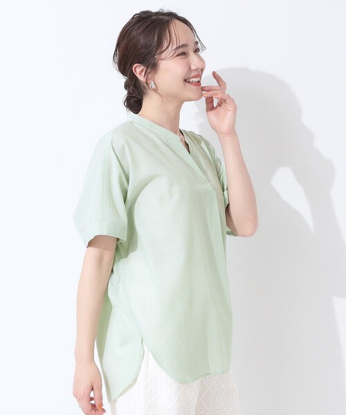 SHOO・LA・RUE(シューラルー)の「【高レビュー/洗える/UV/吸水速乾】洗濯後しわになりにくいリネンブレンドドルマンシャツ(シャツ/ブラウス・レディース・ブラウン系/ブルー系2/ホワイト/グリーン系/ブラック系1/パープル・01/02/03/04)」の22枚目の写真