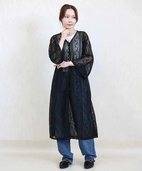 Social GIRL（ソーシャルガール）の「フレア袖レースワンピース（シャツワンピース・レディース・オフホワイト/ライトベージュ/ブラック・M）」の18枚目の写真