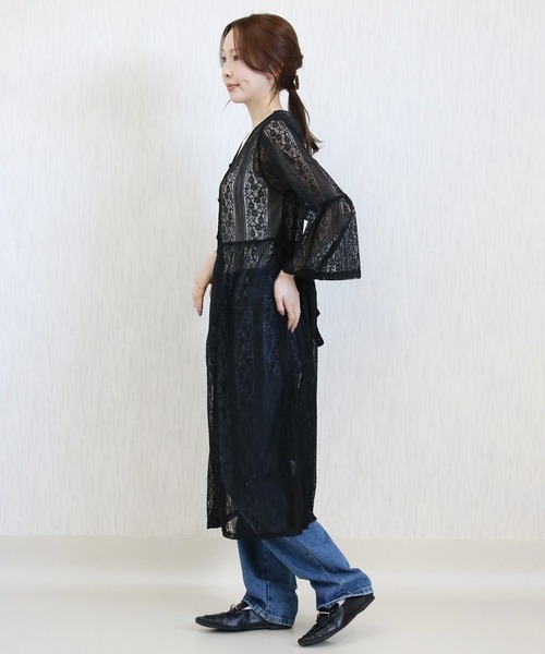 Social GIRL（ソーシャルガール）の「フレア袖レースワンピース（シャツワンピース・レディース・オフホワイト/ライトベージュ/ブラック・M）」の19枚目の写真