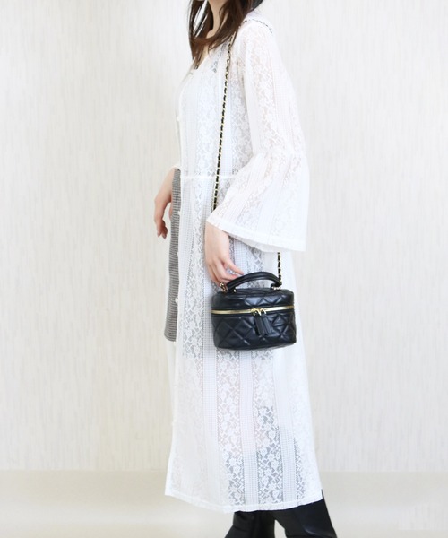 Social GIRL（ソーシャルガール）の「フレア袖レースワンピース（シャツワンピース・レディース・オフホワイト/ライトベージュ/ブラック・M）」の5枚目の写真