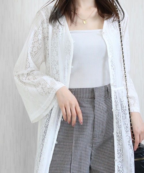 Social GIRL（ソーシャルガール）の「フレア袖レースワンピース（シャツワンピース・レディース・オフホワイト/ライトベージュ/ブラック・M）」の6枚目の写真