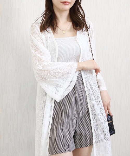 Social GIRL（ソーシャルガール）の「フレア袖レースワンピース（シャツワンピース・レディース・オフホワイト/ライトベージュ/ブラック・M）」の7枚目の写真
