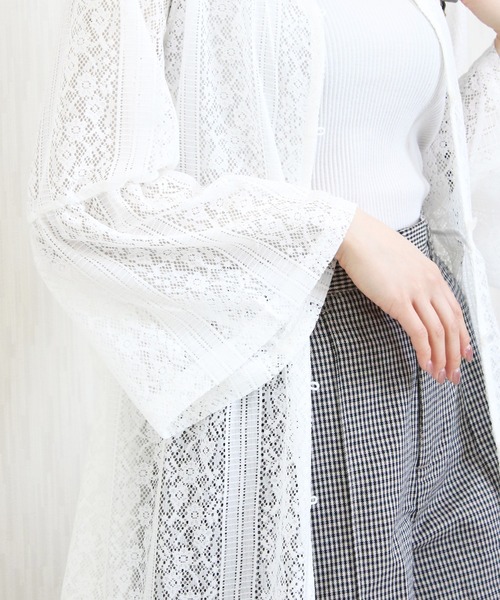 Social GIRL（ソーシャルガール）の「フレア袖レースワンピース（シャツワンピース・レディース・オフホワイト/ライトベージュ/ブラック・M）」の8枚目の写真