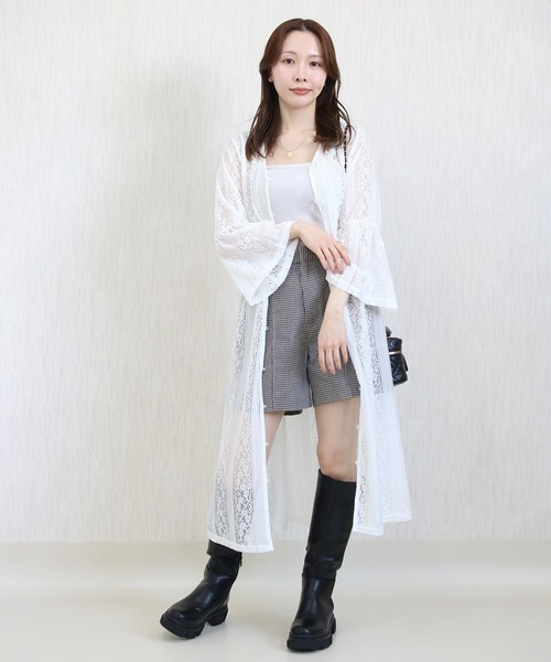 Social GIRL（ソーシャルガール）の「フレア袖レースワンピース（シャツワンピース・レディース・オフホワイト/ライトベージュ/ブラック・M）」の12枚目の写真