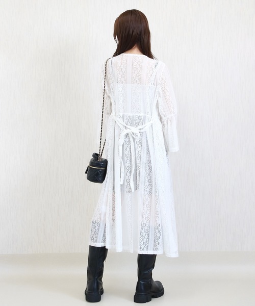 Social GIRL（ソーシャルガール）の「フレア袖レースワンピース（シャツワンピース・レディース・オフホワイト/ライトベージュ/ブラック・M）」の13枚目の写真
