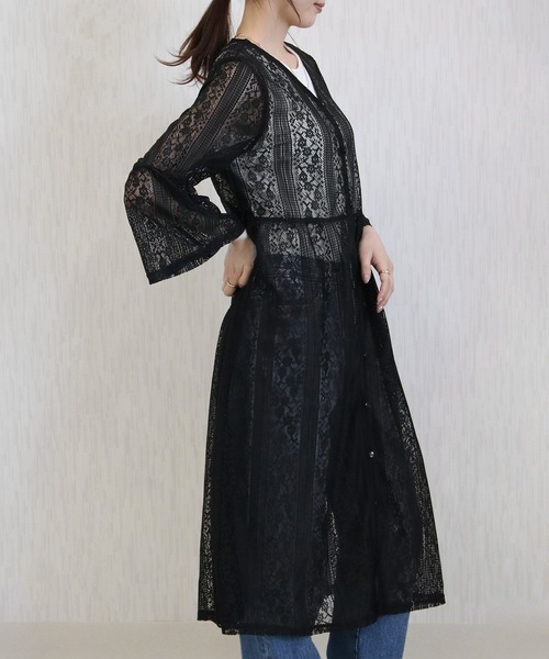 Social GIRL（ソーシャルガール）の「フレア袖レースワンピース（シャツワンピース・レディース・オフホワイト/ライトベージュ/ブラック・M）」の17枚目の写真