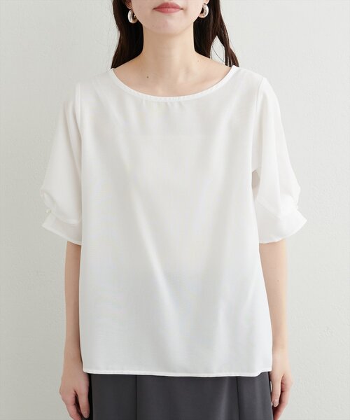 natural couture（ナチュラルクチュール）の「パール付きタックスリーブブラウス（シャツ/ブラウス・レディース・オフホワイト/ブルー/グリーン/ピンク/ライトグレー/その他1/ネイビー・FREE）」の12枚目の写真