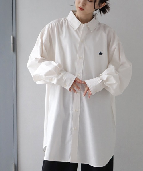 BEVERLY HILLS POLO CLUB（ビバリーヒルズポロクラブ）の「【BEVERLY HILLS POLO CLUB/ビバリーヒルズポロクラブ】 ワンポイントポニー刺繍 ロングスリーブシャツ(S:クロップド丈 / M:ロング丈)（シャツ/ブラウス・レディース・グリーン系その他/ブルー系その他/レッド系その他/グレー系その他/ブルー/グリーン/オフホワイト/イエロー/ブラック・M/S）」の13枚目の写真