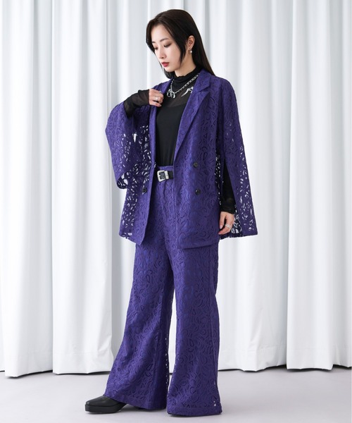 Ellno Loset（エルノロゼット）の「コードレースフレアパンツ/SET UP対応（その他パンツ・メンズ・パープル/ブラック/ブルーグレー/ブルー・LARGE/SMALL/X-SMALL/MEDIUM）」の5枚目の写真