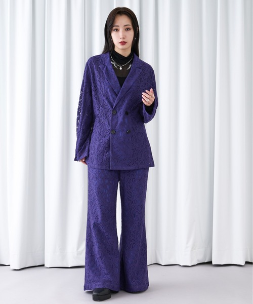 Ellno Loset（エルノロゼット）の「コードレースフレアパンツ/SET UP対応（その他パンツ・メンズ・パープル/ブラック/ブルーグレー/ブルー・LARGE/SMALL/X-SMALL/MEDIUM）」の6枚目の写真