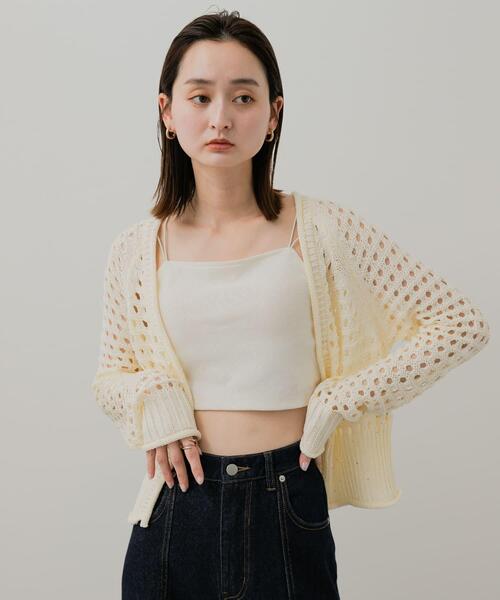SENSE OF PLACE by URBAN RESEARCH（センスオブプレイスバイアーバンリサーチ）の「スパンコールメッシュカーディガン（カーディガン/ボレロ・レディース・ブラック/アイボリー/ブルー・ONE）」の8枚目の写真